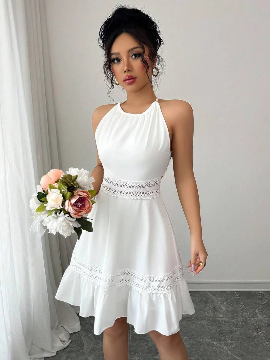 Vestido Curto Halter Brisa da Ilha com Babado e Laço — fotografia 37 | Mar & Pérola