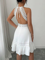 Vestido Curto Halter Brisa da Ilha com Babado e Laço — fotografia 41 | Mar & Pérola