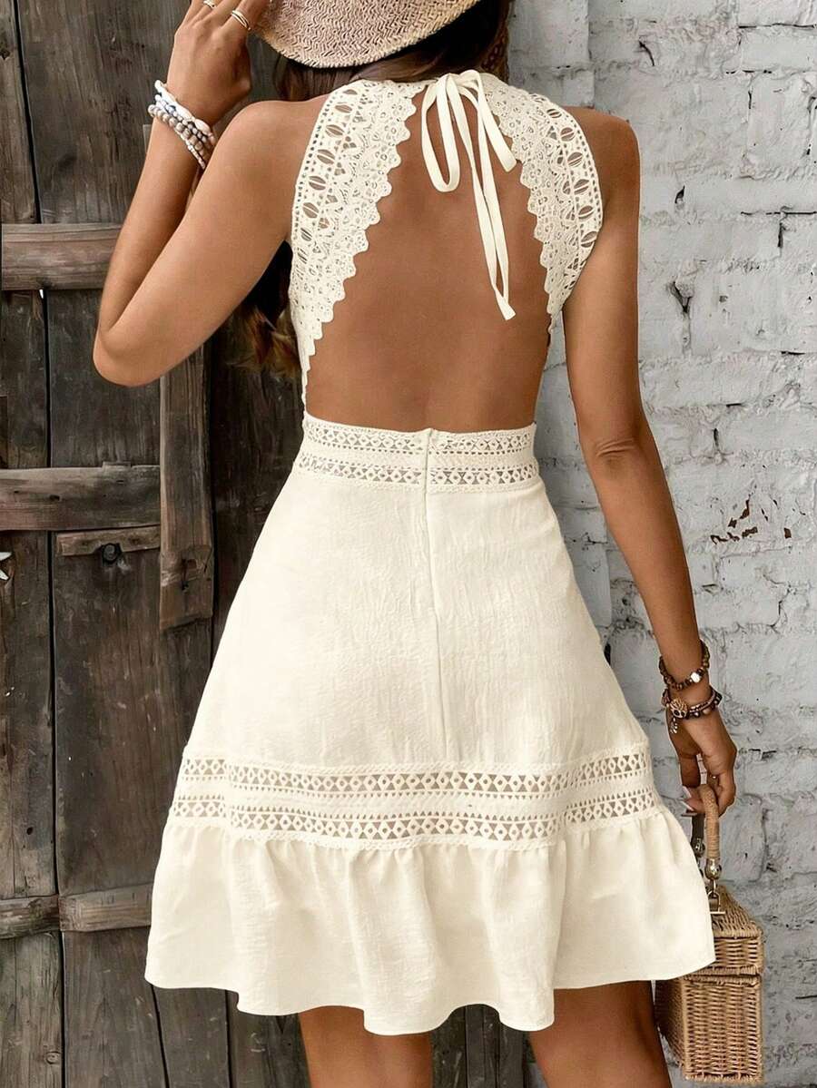 Vestido Curto Halter Brisa da Ilha com Babado e Laço — fotografia 48 | Mar & Pérola