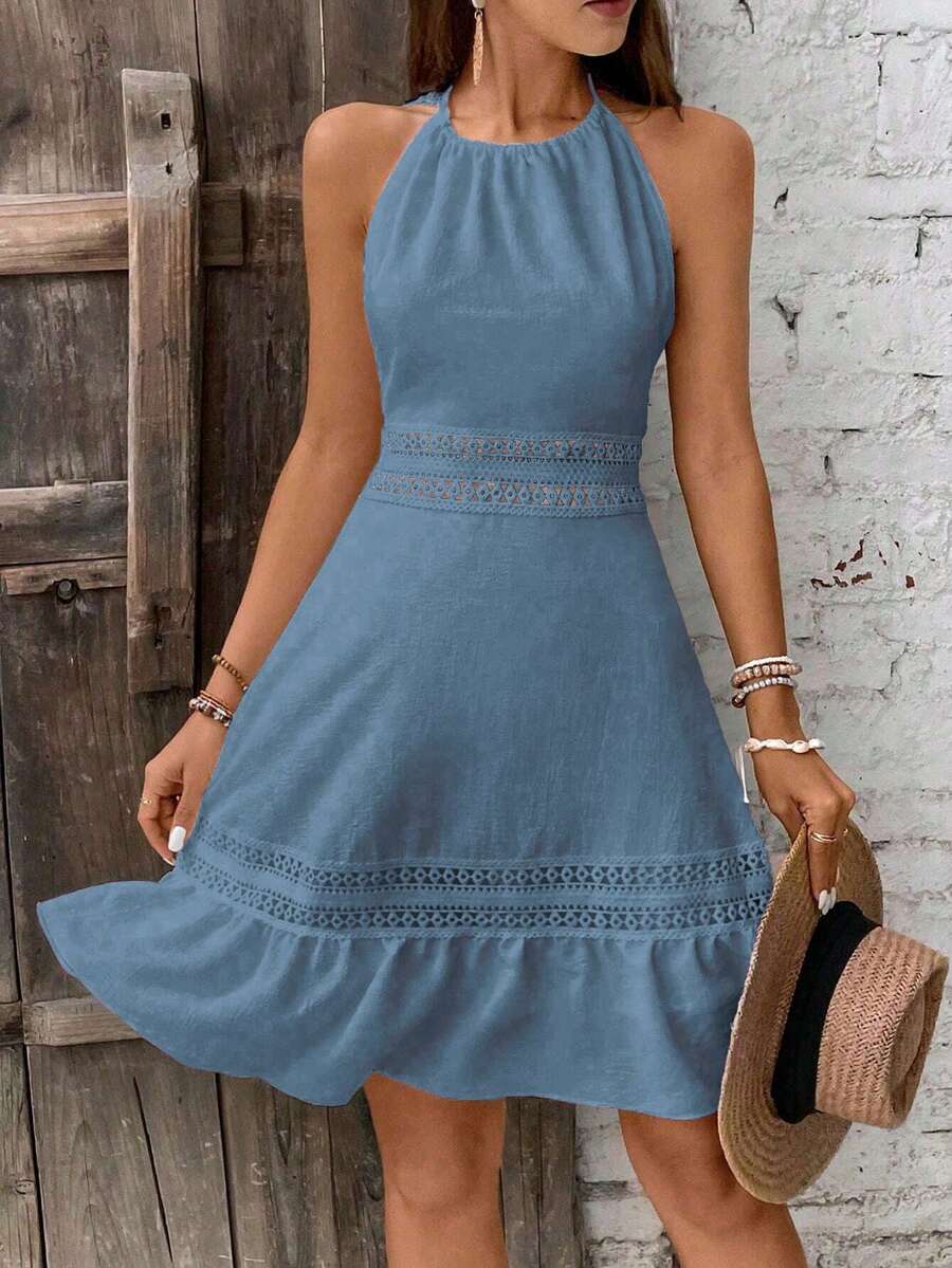 Vestido Curto Halter Brisa da Ilha com Babado e Laço — fotografia 65 | Mar & Pérola