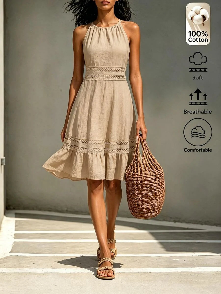 Vestido Curto Halter Brisa da Ilha com Babado e Laço — fotografia 72 | Mar & Pérola
