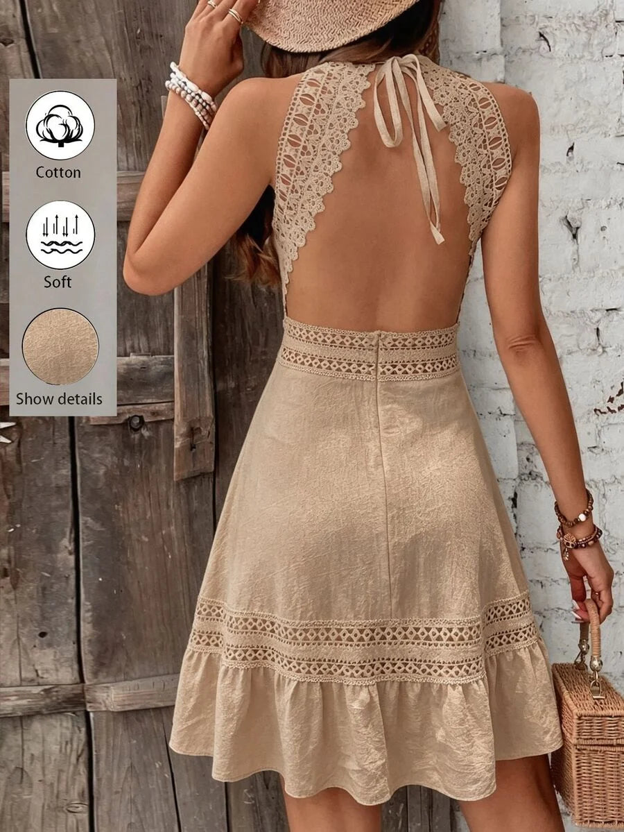 Vestido Curto Halter Brisa da Ilha com Babado e Laço — fotografia 73 | Mar & Pérola