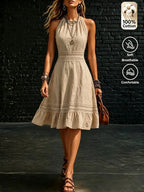 Vestido Curto Halter Brisa da Ilha com Babado e Laço — fotografia 75 | Mar & Pérola