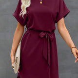Vestido Curto Túnica Sol da Enseada com Cinto e Bolsos