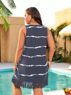 Vestido de Praia Plus Size Franjado Longo