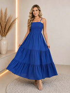 Vestido Longo Boho de Alças Orla Boho com Franzido em Camadas — fotografia 10 | Mar & Pérola