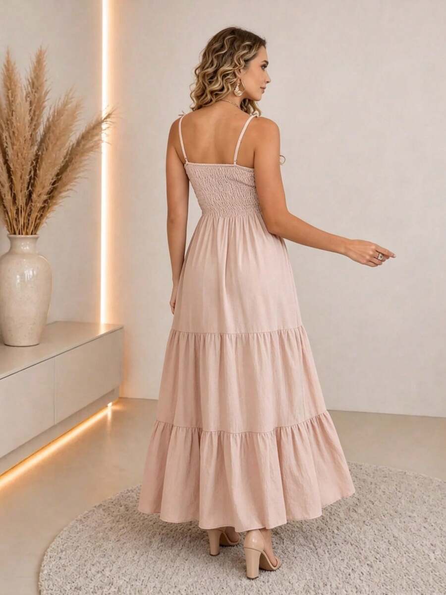 Vestido Longo Boho de Alças Orla Boho com Franzido em Camadas — fotografia 13 | Mar & Pérola