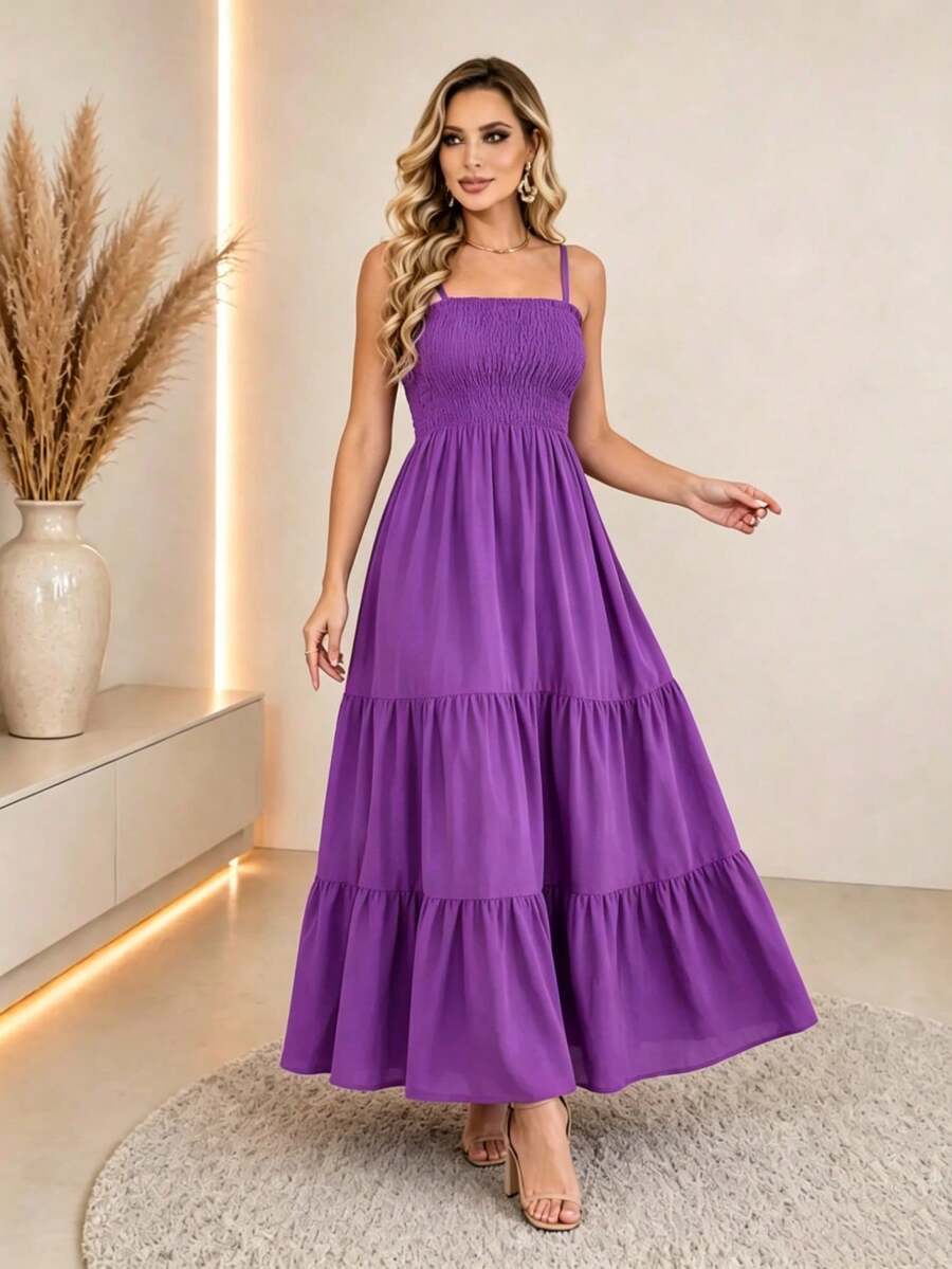 Vestido Longo Boho de Alças Orla Boho com Franzido em Camadas — fotografia 15 | Mar & Pérola