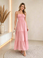 Vestido Longo Boho de Alças Orla Boho com Franzido em Camadas — fotografia 18 | Mar & Pérola