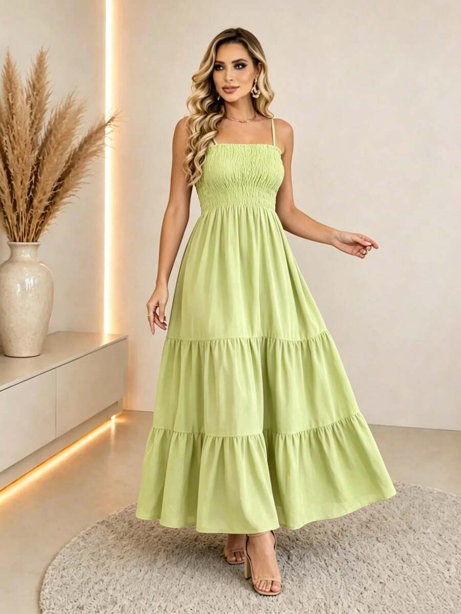 Vestido Longo Boho de Alças Orla Boho com Franzido em Camadas — fotografia 32 | Mar & Pérola