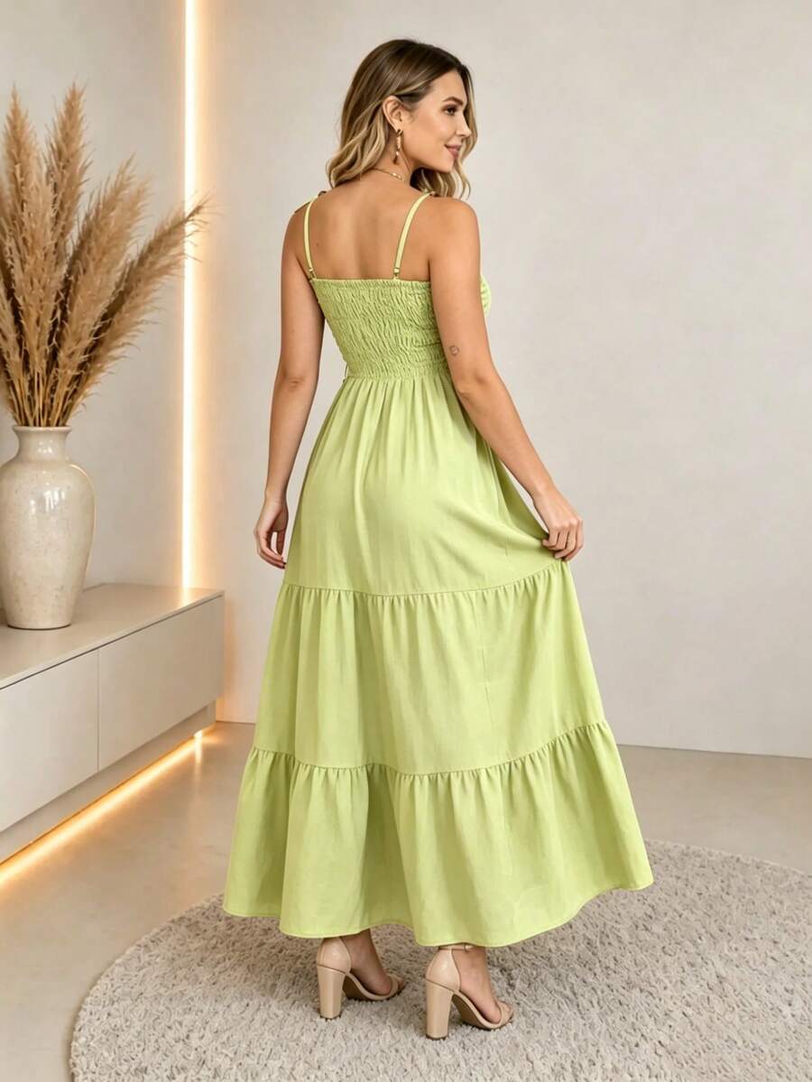 Vestido Longo Boho de Alças Orla Boho com Franzido em Camadas — fotografia 33 | Mar & Pérola