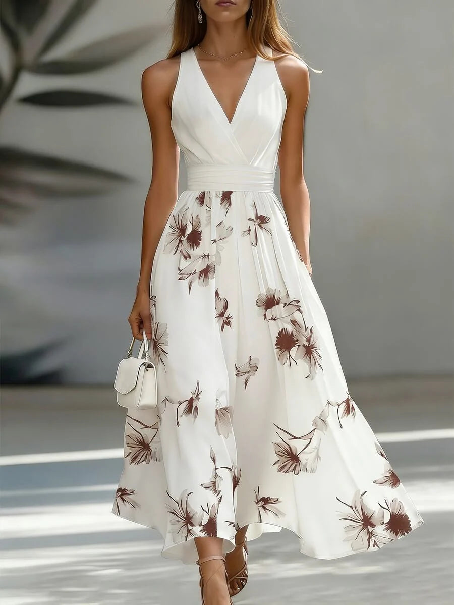 Vestido Longo Boho Orla Boho com Decote V e Estampa Patchwork — fotografia 1 | Mar & Pérola