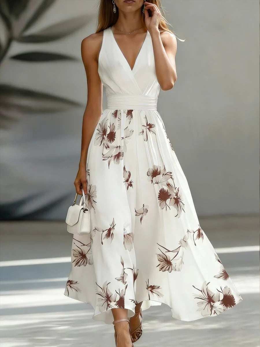 Vestido Longo Boho Orla Boho com Decote V e Estampa Patchwork — fotografia 4 | Mar & Pérola