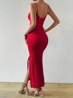 Vestido Longo Canelado Sol da Enseada com Alças Finas e Fenda Lateral — fotografia 15 | Mar & Pérola