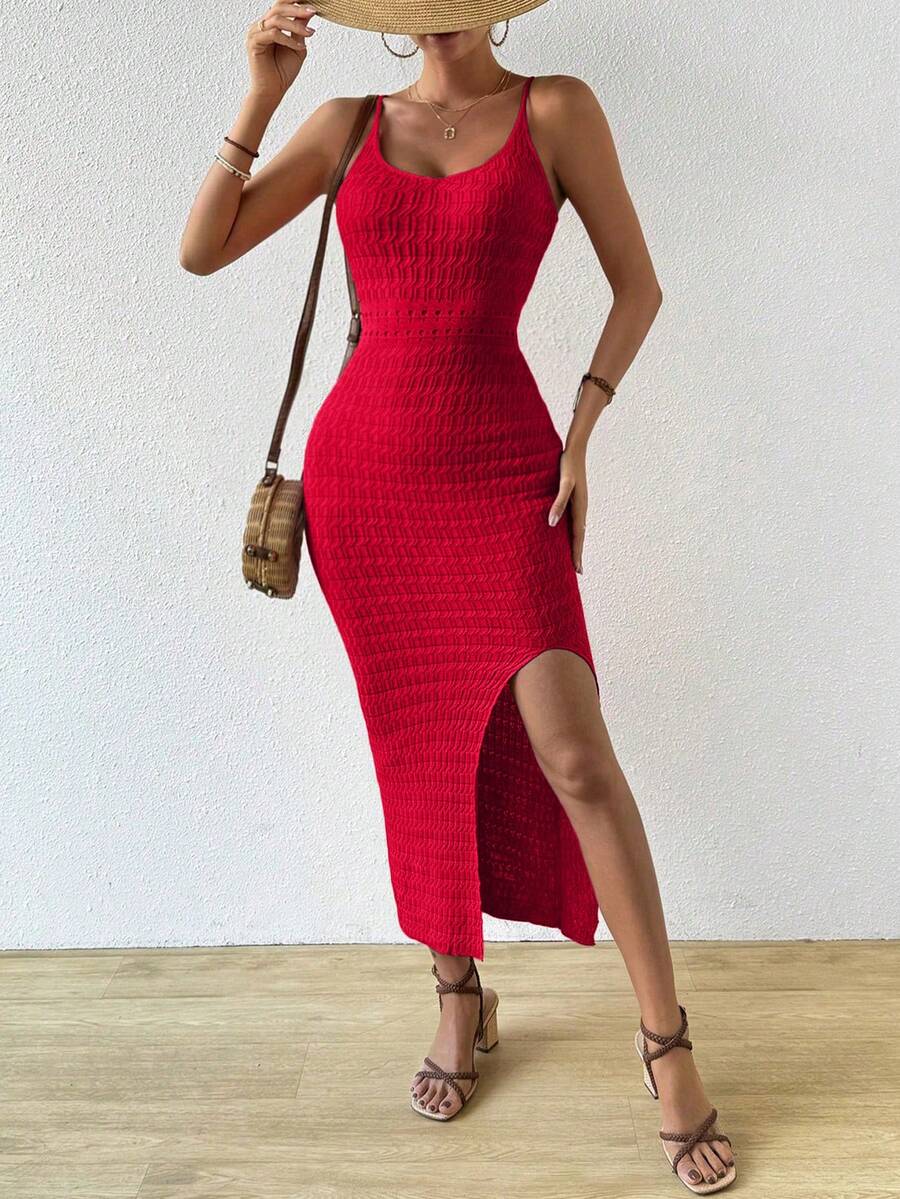 Vestido Longo Canelado Sol da Enseada com Alças Finas e Fenda Lateral — fotografia 18 | Mar & Pérola
