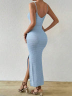 Vestido Longo Canelado Sol da Enseada com Alças Finas e Fenda Lateral — fotografia 50 | Mar & Pérola