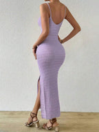 Vestido Longo Canelado Sol da Enseada com Alças Finas e Fenda Lateral — fotografia 57 | Mar & Pérola