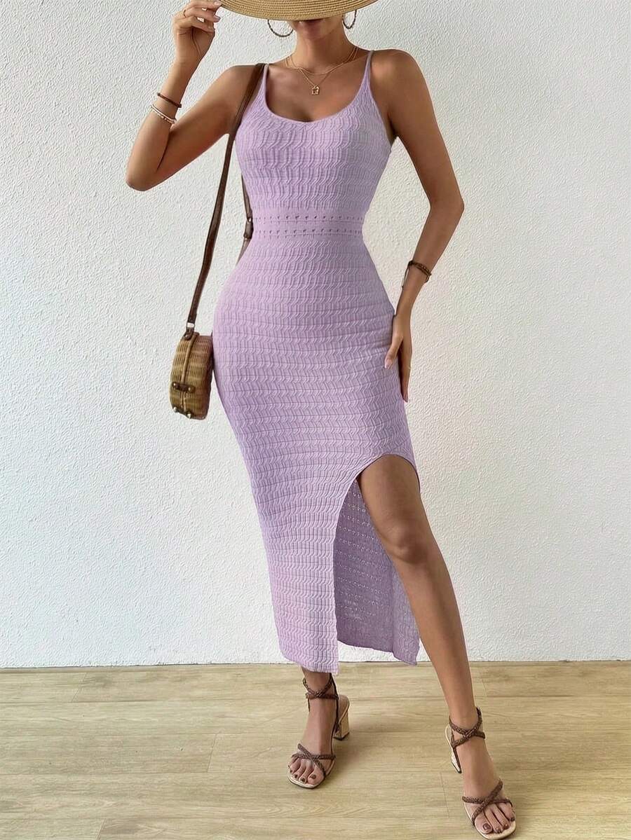 Vestido Longo Canelado Sol da Enseada com Alças Finas e Fenda Lateral — fotografia 58 | Mar & Pérola