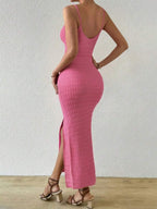 Vestido Longo Canelado Sol da Enseada com Alças Finas e Fenda Lateral — fotografia 64 | Mar & Pérola