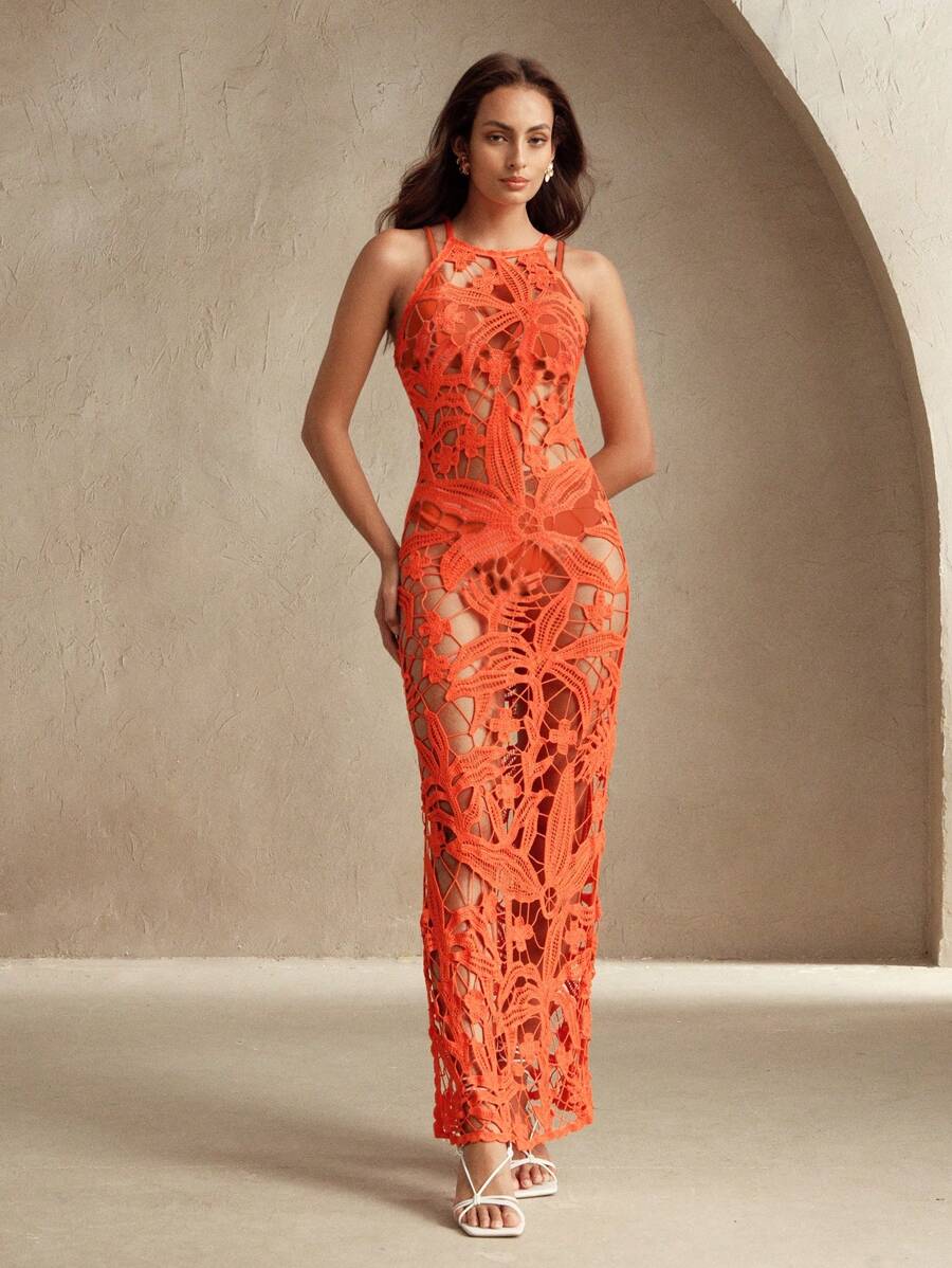 Vestido Longo Costa Serena com Estampa de Palmeira e Aberturas Laterais — fotografia 6 | Mar & Pérola