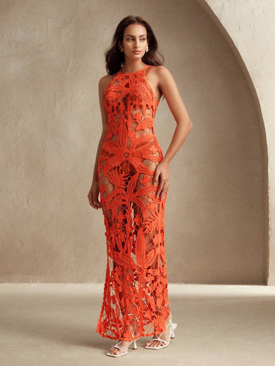 Vestido Longo Costa Serena com Estampa de Palmeira e Aberturas Laterais — fotografia 7 | Mar & Pérola