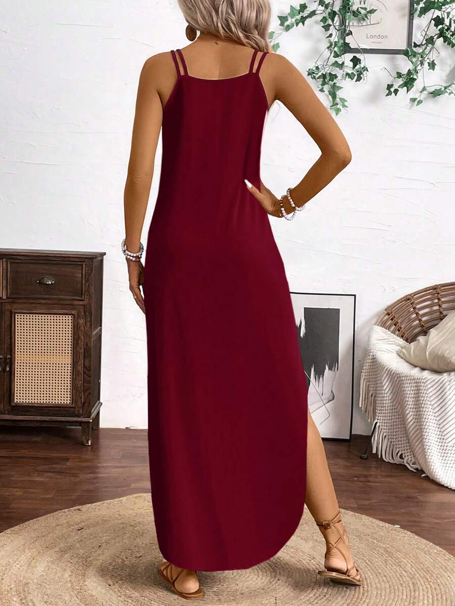 Vestido Longo de Alças Linhas da Enseada com Listras Verticais e Fenda — fotografia 14 | Mar & Pérola