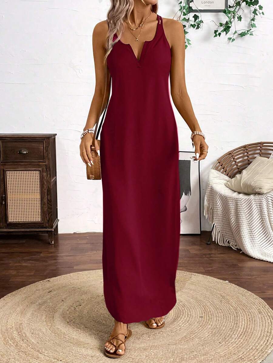 Vestido Longo de Alças Linhas da Enseada com Listras Verticais e Fenda — fotografia 15 | Mar & Pérola