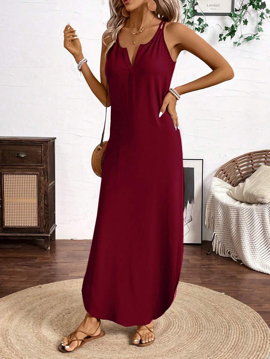 Vestido Longo de Alças Linhas da Enseada com Listras Verticais e Fenda — fotografia 16 | Mar & Pérola