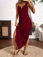 Vestido Longo de Alças Linhas da Enseada com Listras Verticais e Fenda — fotografia 17 | Mar & Pérola