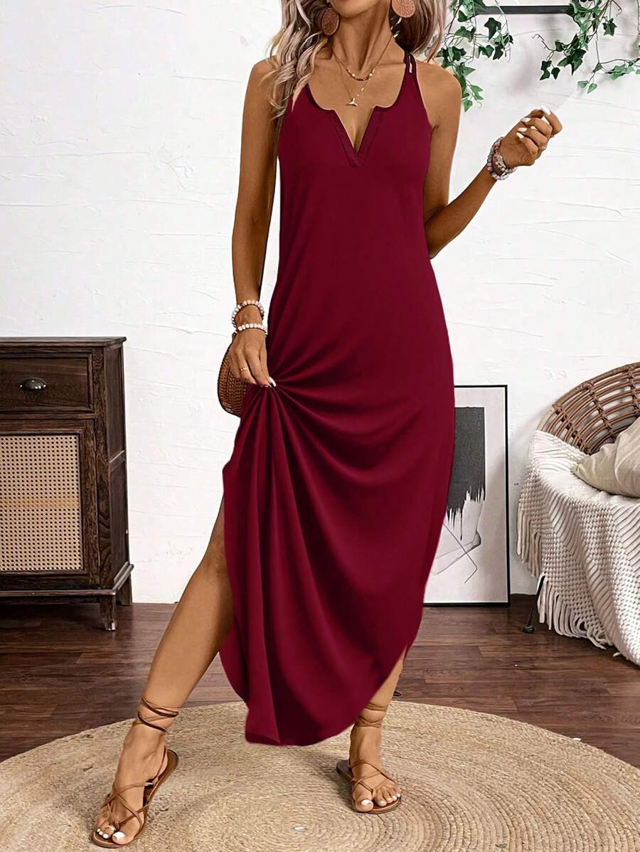 Vestido Longo de Alças Linhas da Enseada com Listras Verticais e Fenda — fotografia 18 | Mar & Pérola
