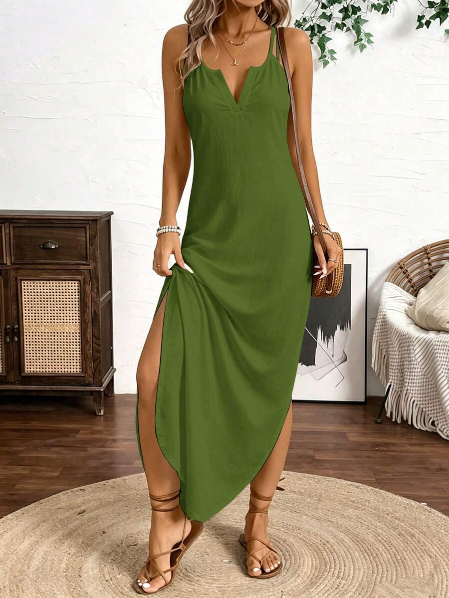 Vestido Longo de Alças Linhas da Enseada com Listras Verticais e Fenda — fotografia 41 | Mar & Pérola