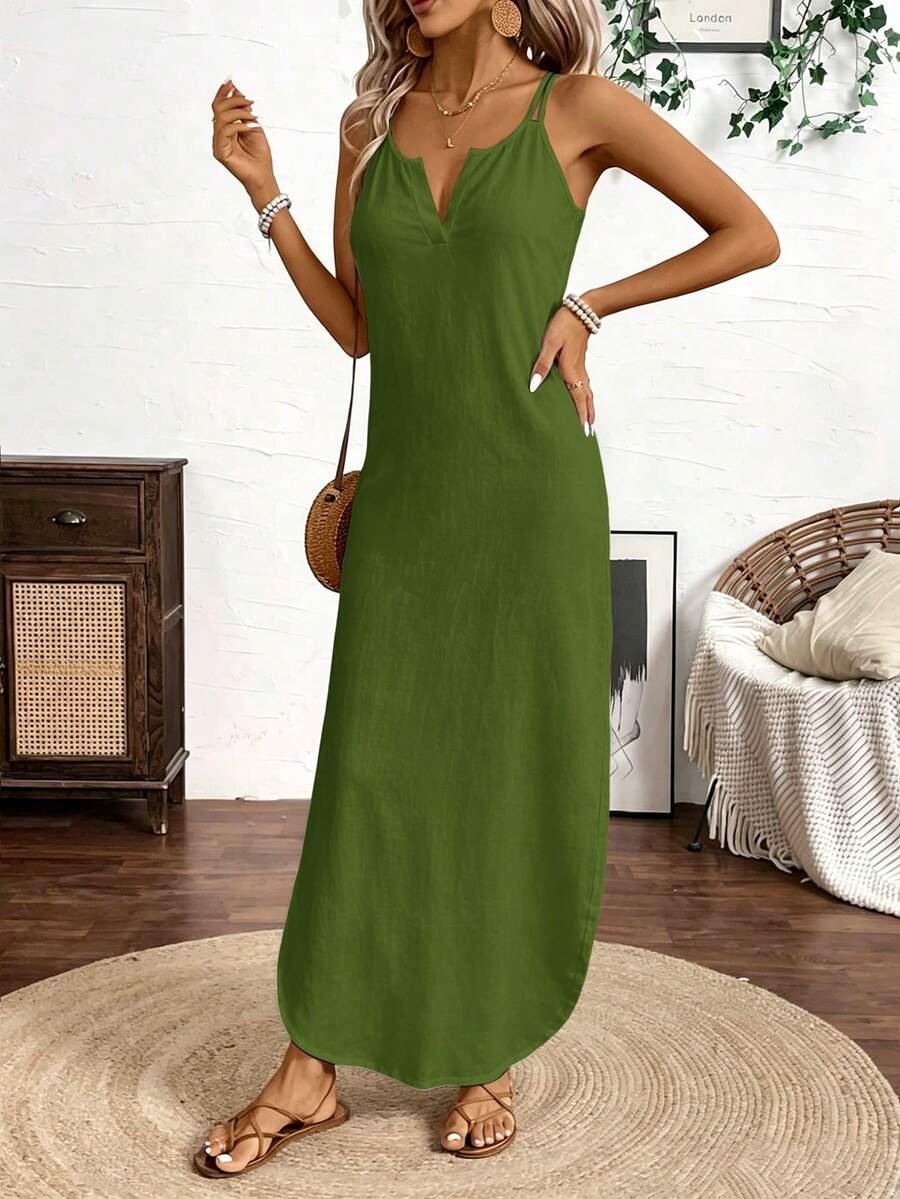 Vestido Longo de Alças Linhas da Enseada com Listras Verticais e Fenda — fotografia 42 | Mar & Pérola