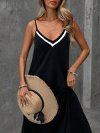 Vestido Longo de Malha Enseada com Cintura Contrastada e Costas Abertas — fotografia 5 | Mar & Pérola