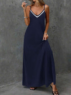 Vestido Longo de Malha Enseada com Cintura Contrastada e Costas Abertas — fotografia 18 | Mar & Pérola