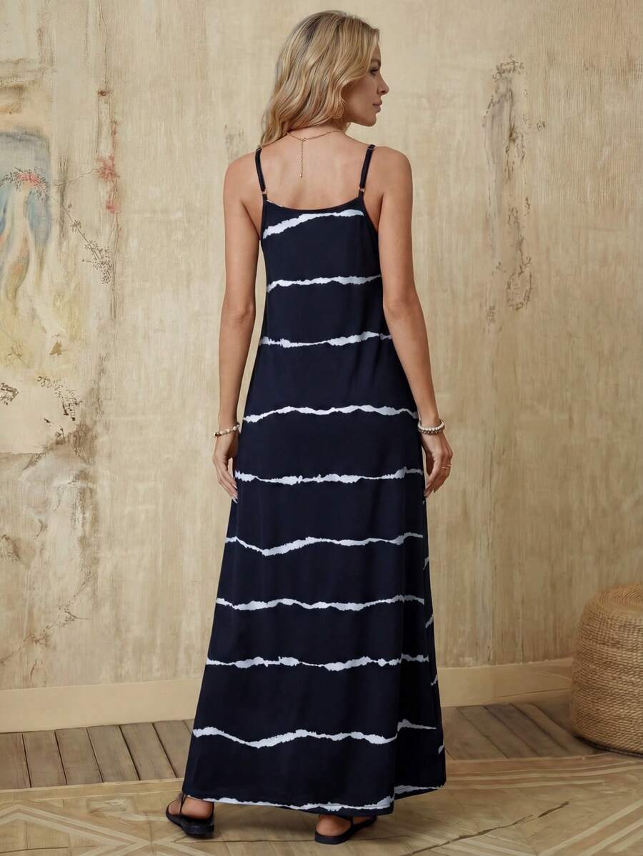 Vestido Longo de Malha Sol da Enseada com Estampa de Folhas de Coqueiro — fotografia 7 | Mar & Pérola