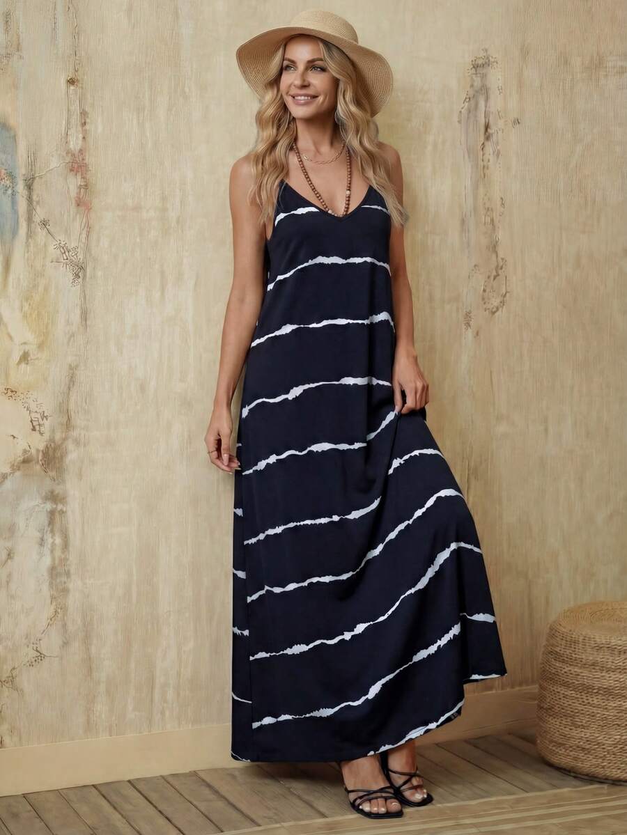 Vestido Longo de Malha Sol da Enseada com Estampa de Folhas de Coqueiro — fotografia 8 | Mar & Pérola