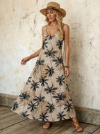 Vestido Longo de Malha Sol da Enseada com Estampa de Folhas de Coqueiro — fotografia 17 | Mar & Pérola