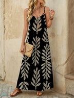 Vestido Longo de Malha Sol da Enseada com Estampa de Folhas de Coqueiro — fotografia 35 | Mar & Pérola