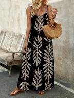 Vestido Longo de Malha Sol da Enseada com Estampa de Folhas de Coqueiro — fotografia 37 | Mar & Pérola