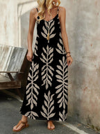 Vestido Longo de Malha Sol da Enseada com Estampa de Folhas de Coqueiro — fotografia 38 | Mar & Pérola