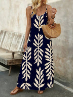 Vestido Longo de Malha Sol da Enseada com Estampa de Folhas de Coqueiro — fotografia 41 | Mar & Pérola