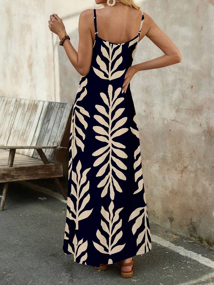 Vestido Longo de Malha Sol da Enseada com Estampa de Folhas de Coqueiro — fotografia 42 | Mar & Pérola