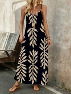 Vestido Longo de Malha Sol da Enseada com Estampa de Folhas de Coqueiro — fotografia 44 | Mar & Pérola