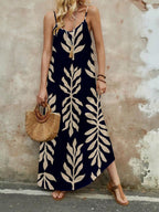 Vestido Longo de Malha Sol da Enseada com Estampa de Folhas de Coqueiro — fotografia 45 | Mar & Pérola