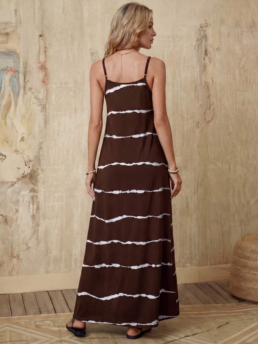 Vestido Longo de Malha Sol da Enseada com Estampa de Folhas de Coqueiro — fotografia 47 | Mar & Pérola