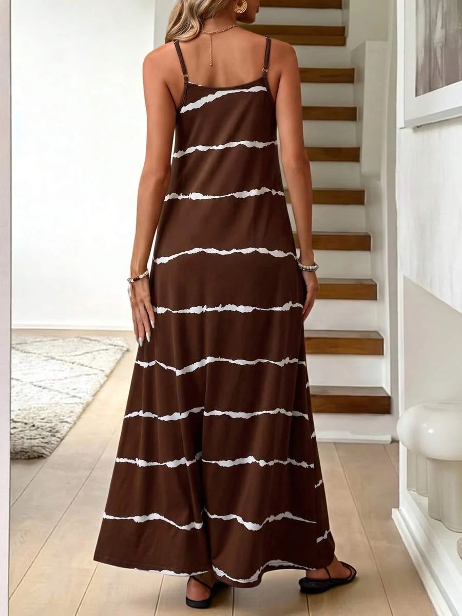 Vestido Longo de Malha Sol da Enseada com Estampa de Folhas de Coqueiro — fotografia 49 | Mar & Pérola