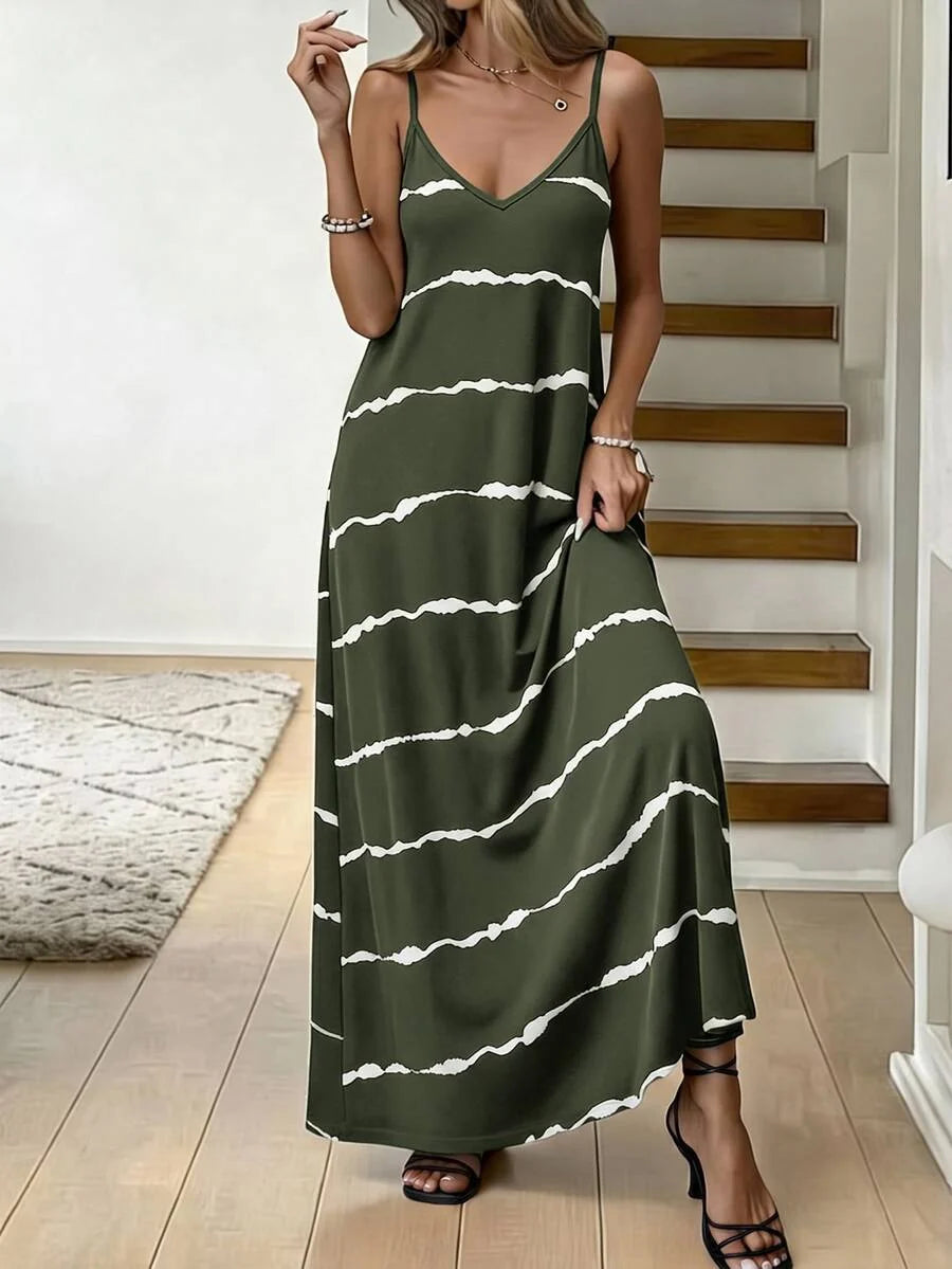 Vestido Longo de Malha Sol da Enseada com Estampa de Folhas de Coqueiro — fotografia 54 | Mar & Pérola