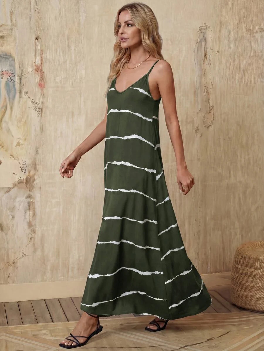 Vestido Longo de Malha Sol da Enseada com Estampa de Folhas de Coqueiro — fotografia 57 | Mar & Pérola