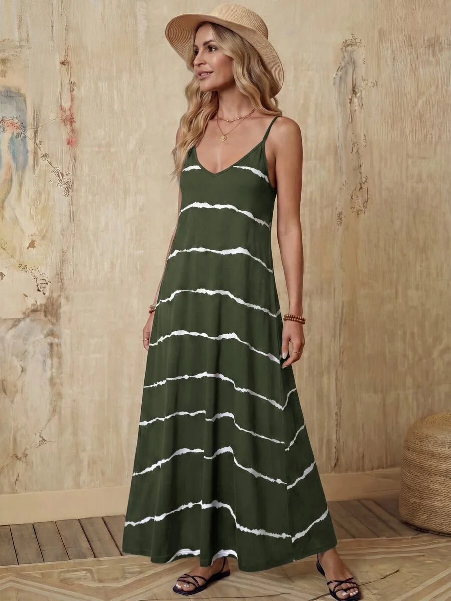Vestido Longo de Malha Sol da Enseada com Estampa de Folhas de Coqueiro — fotografia 58 | Mar & Pérola