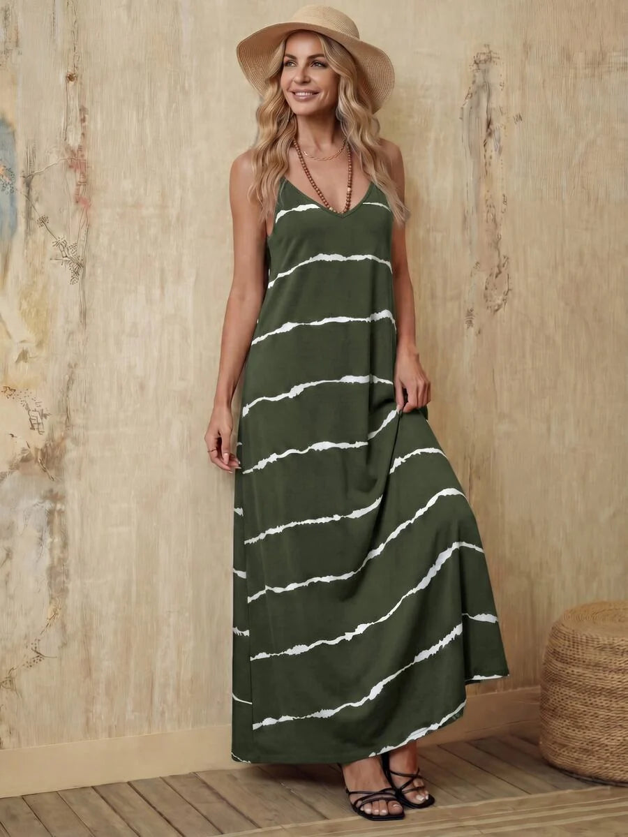 Vestido Longo de Malha Sol da Enseada com Estampa de Folhas de Coqueiro — fotografia 61 | Mar & Pérola